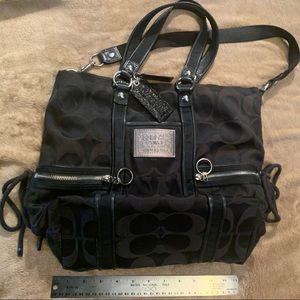Coach black signature “C” fabric shoulder bag